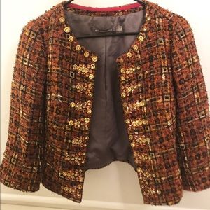 Boden Women Jacket 4 Rust Colored with Beads